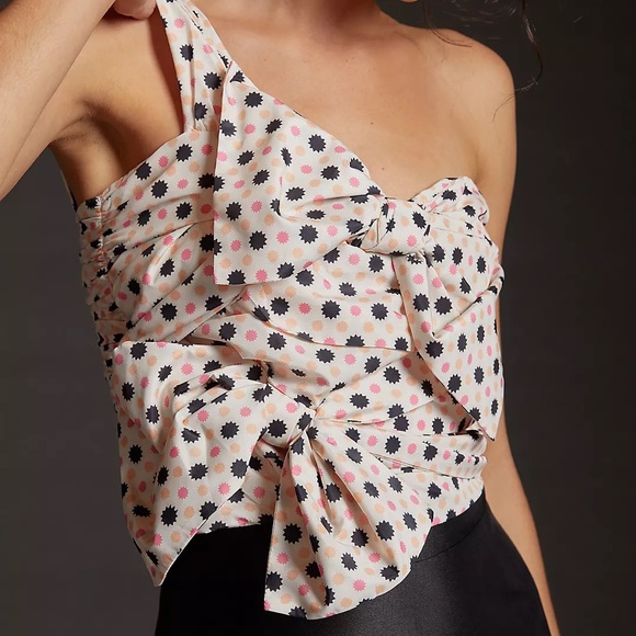 Anthropologie- Maeve Bow- Tie One Shoulder Top - Picture 5 of 14